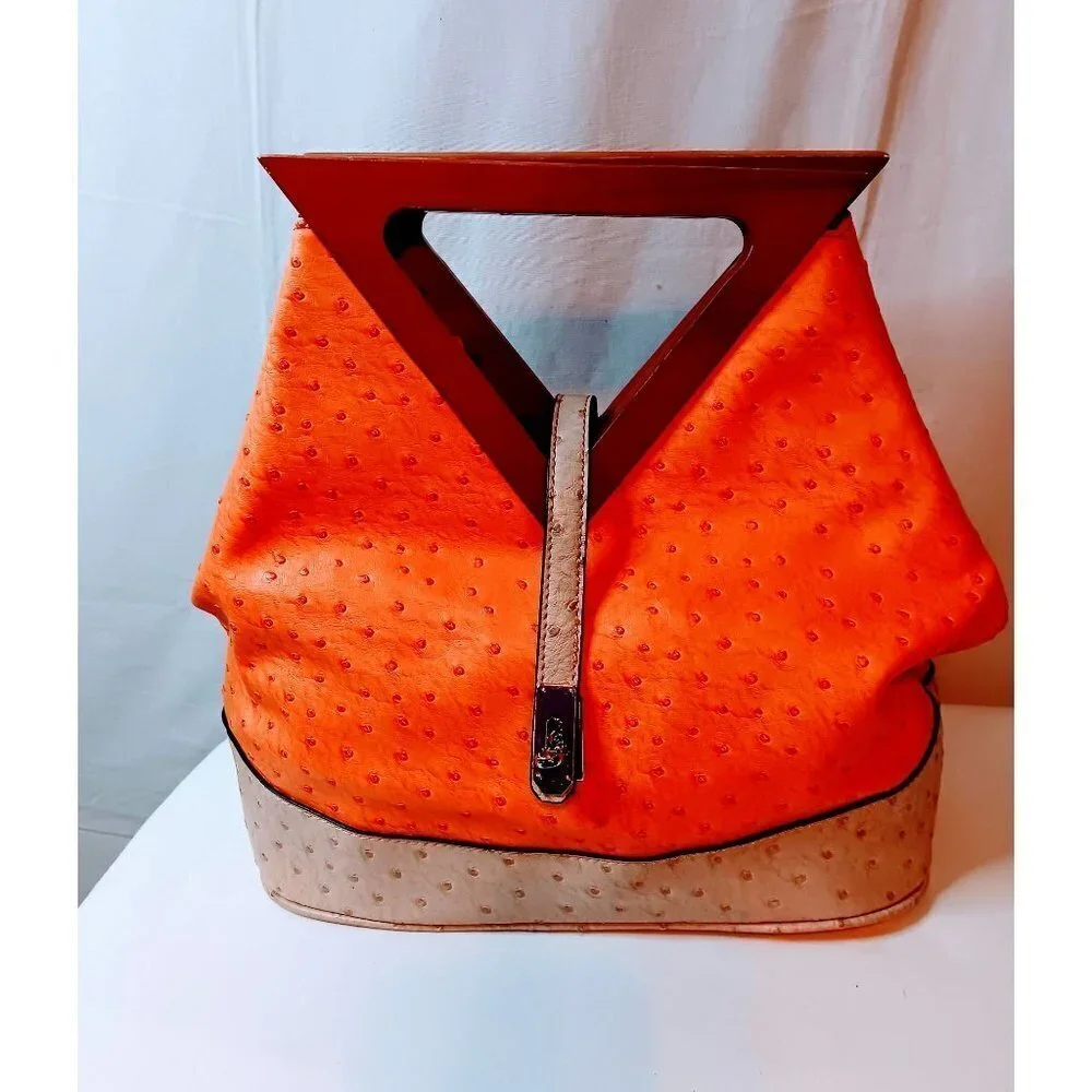 Hananel Wood Handle Tote Purse - Picture 1 of 12